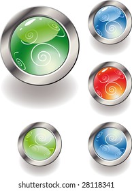 Collection of color glossy buttons. Vector illustration