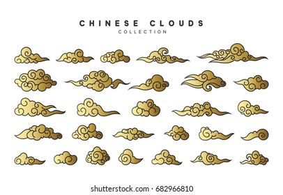 Collection color gold clouds in Chinese style.