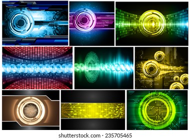 Collection color Light Abstract Technology background set for computer graphic website internet and business. text box. Brochure. card. wave. diverse, different, divers, many, various 