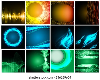 Collection color Light Abstract Technology background set for computer graphic website internet and business. text box. Brochure. card. wave. diverse, different, divers, manifold, many, various 