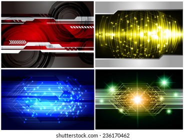 Collection color Light Abstract Technology background set for computer graphic website internet and business. text box. Brochure. card. wave. diverse, different, divers, manifold, many, various 