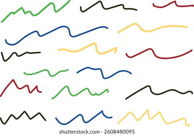Collection of color lines wave signs abstract vector art