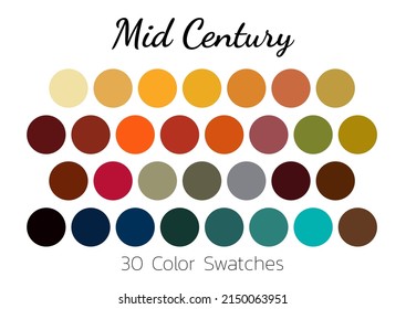 Collection Color Palette Mid Century Flat Stock Vector (Royalty Free ...