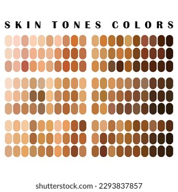 Collection Color palette, Skin tones. Flat vector illustration. skin color infographics. skin tone, vector icon