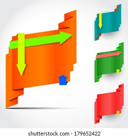 Collection of the color paper ribbons with arrows 