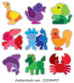 Collection of color puzzles. Vector EPS10