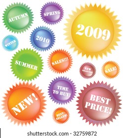 Collection of color sale labels