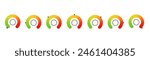 Collection of Color Speedometer Icons. Flat Design Vector Illustrations