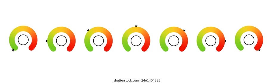 Collection of Color Speedometer Icons. Flat Design Vector Illustrations