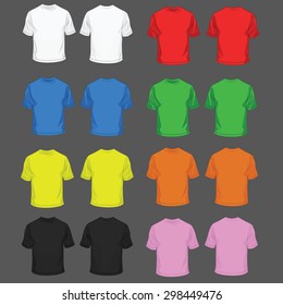 Collection of color t-shirt for men front and back