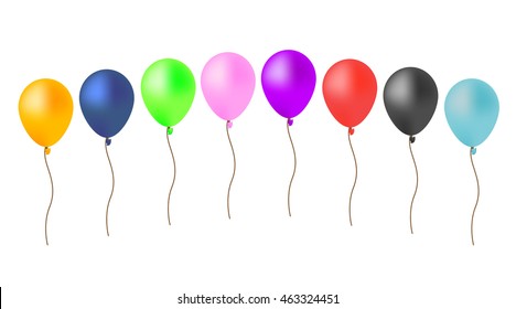 Collection of colored balloons on a white background