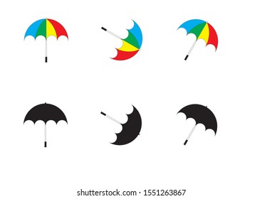 collection of colored and black umbrella vector icons