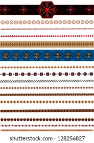 Collection of colored border and brushes for design.
