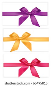 Collection of colored bows with ribbons. Vector.