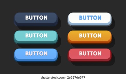Collection of colored buttons, frame label, event web bar, buttons with color. Vector illustration