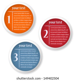 collection of colored circles red, orange, blue with light text