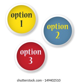 collection of colored circles red, yellow, blue with text option