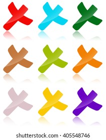 collection of colored crosses with reflection to symbolize election