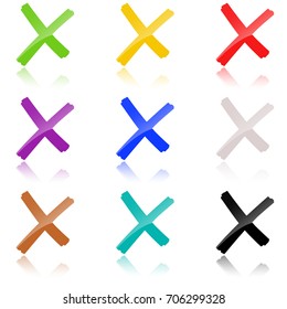 collection of colored crosses with reflection to symbolize election