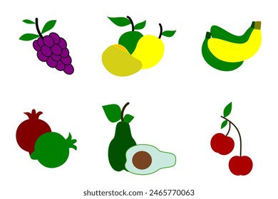 colección de iconos de frutas de colores