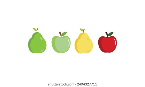 
Colección de frutas coloreadas sobre fondo blanco