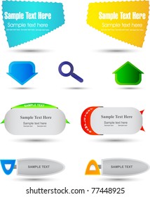 Collection of colored, glossy web elements.