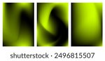 Collection colored gradient abstract background. Soft motion black and lime green illustration. Blurred liquid texture