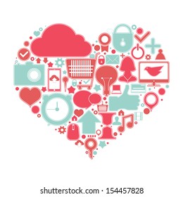 Collection of colored icons in the form of a heart symbol