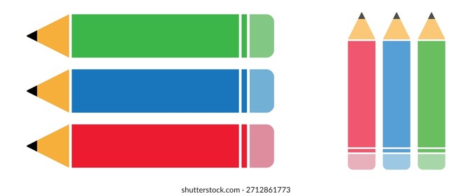 Colección de lápices de colores, herramientas esenciales para dibujar y Configuraciones educativas