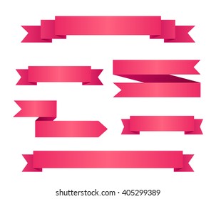 Collection of colored ribbon banners. Set of infographic elements. Vector illustration.
