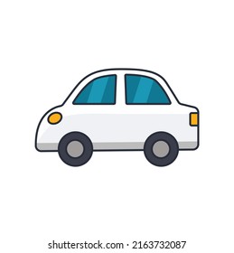 Collection colored thin icon of car, transportation concept vector illustration.