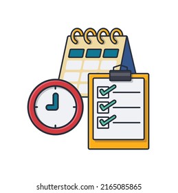 Collection colored thin icon of checking planning, business and finance concept vector illustration.