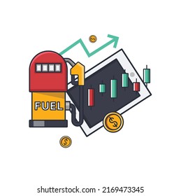 Icono delgado de colecta del mercado de la energía , gasolinera , concepto de negocio ilustración vectorial.