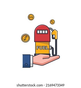 Kollektion gefärbt dünne Ikone der Tankstelle auf der Hand, Energie-Business-Konzept Vektorgrafik.