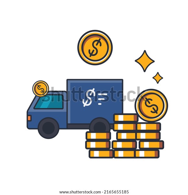 Collection colored thin icon of\
money truck, business and finance concept vector\
illustration.