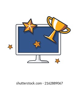 Collection colored thin icon of rewards, star, trophy , business and technology concept vector illustration.