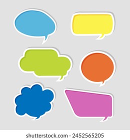 A collection of colored vector speech and thought bubbles