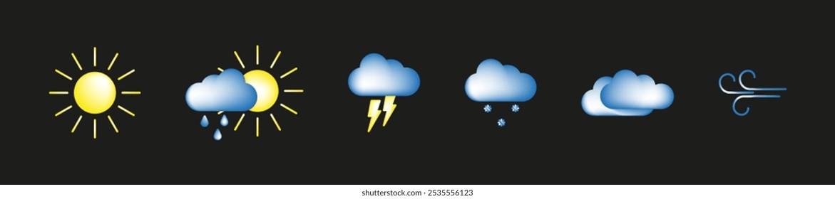 Collection of colored weather icons. Set of vector icons