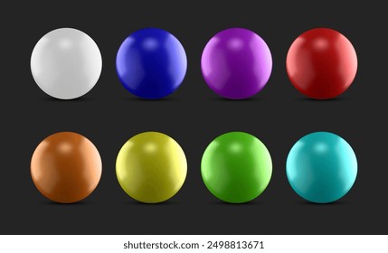 Collection of colorful 3d spheres isolated on dark