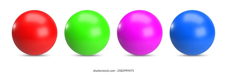 Collection of colorful 3d spheres isolated on white