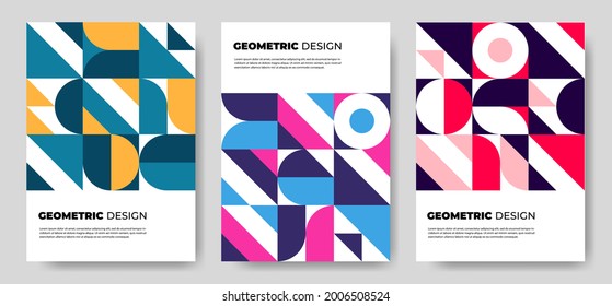 A collection of colorful abstract geometric mural design covers. Eps10 vector