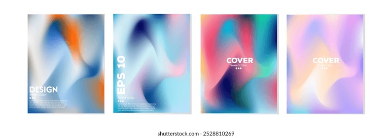 Collection of colorful abstract liquid wave backgrounds. The effect of combining dark and light colors. Modern design template for web covers, advertising banners, posters, brochures, flyers. EPS 10