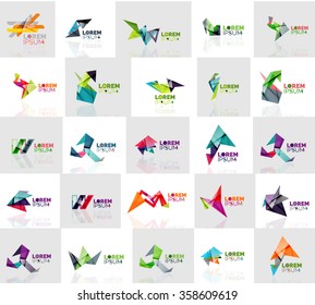 Collection of colorful abstract origami logos