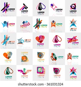 Collection of colorful abstract origami logos