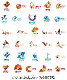 Collection of colorful abstract origami logos