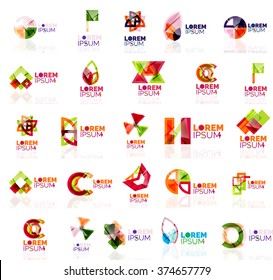 Collection of colorful abstract origami logos