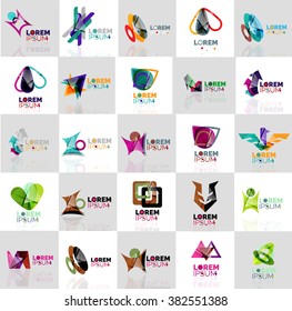Collection of colorful abstract origami logos