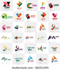 Collection of colorful abstract origami logos