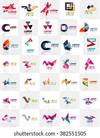 Collection of colorful abstract origami logos