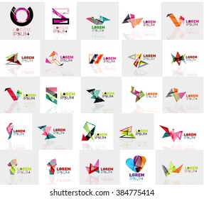 Collection of colorful abstract origami logos